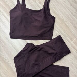 Ribbed Two-Piece Active Set in Deep Plum